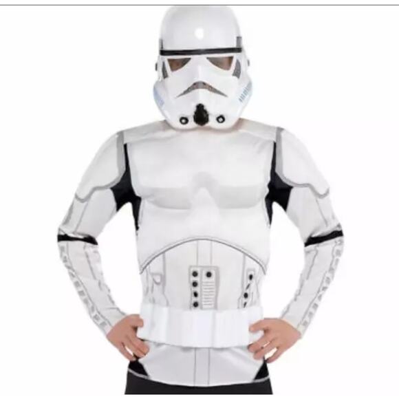 Star Wars Empire Storm Trooper Muscle Shirt Pants & Mask Kid's Halloween Costume - Picture 1 of 13